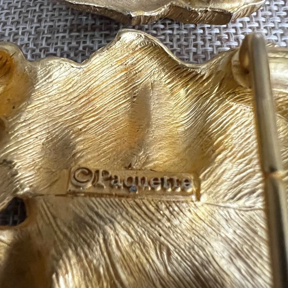 Vintage Paquette Gold Tone Leaf and Acorn Belt Buckle Medium Cottagecore